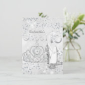 Invitation Parties scintillant en argent Tiara & talons doux  (Debout devant)