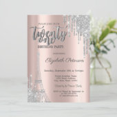 Invitation Parties scintillant en argent, Tour Eiffel 21e ann (Debout devant)