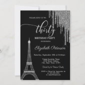 Invitation Parties scintillant en argent, Tour Eiffel 30t Ann (Devant)