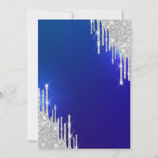 Invitation Parties scintillant en argent, Tour Eiffel bleu do (Dos)