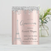 Invitation Parties scintillant en argent, Tour Eiffel Quincea (Debout devant)