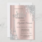 Invitation Parties scintillant en argent, Tour Eiffel Sweet 1 (Devant)