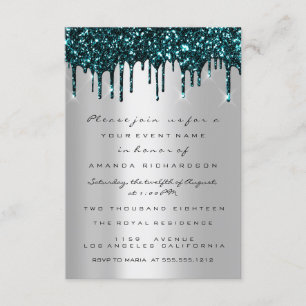 Invitation Parties scintillant en argent Turquoise Fête des m