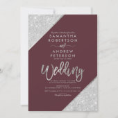 Invitation Parties scintillant en argent typographie mariage (Devant)