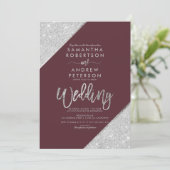 Invitation Parties scintillant en argent typographie mariage (Debout devant)