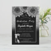 Invitation Parties scintillant en argent, Vin, Verre, Fleurs  (Debout devant)