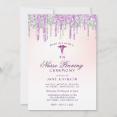 Invitation parties scintillant en argent violet Cérémonie d'é (Devant)