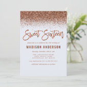 Invitation Parties scintillant en cuivre moderne Sweet 16 Ann (Debout devant)