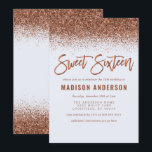 Invitation Parties scintillant en cuivre moderne Sweet 16 Ann<br><div class="desc">Parties scintillant de cuivre moderne Sweet 16 Anniversaire Invitation de fête. Ce design branché est accentué de parties scintillant en cuivre contre un arrière - plan blanc. Personnalisez ce design personnalisé avec vos propres détails de fête.</div>
