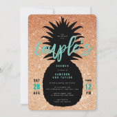 Invitation Parties scintillant en cuivre Pineapple Couple Inv (Devant)