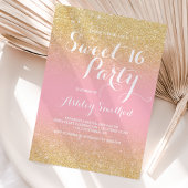 Invitation Parties scintillant en faux or gris moderne ombre 