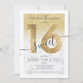 Invitation Parties scintillant en feuille d'or chic en marbre (Devant)