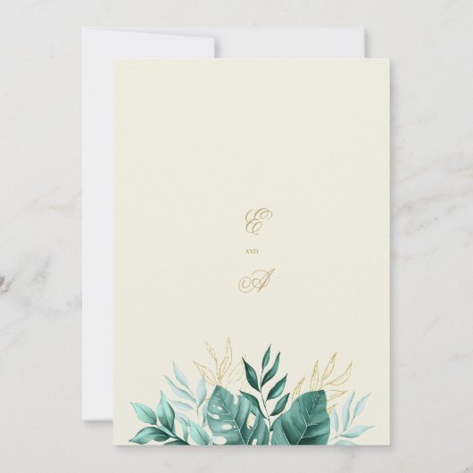 Invitation Parties scintillant en ivoire vert tropicale maria (Dos)