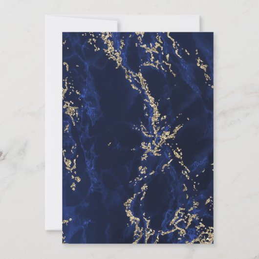 Invitation Parties scintillant en marbre bleu marine  en or M (Dos)