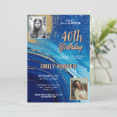 Invitation Parties scintillant en marbre bleu or 2 Photo 40e  (Debout devant)