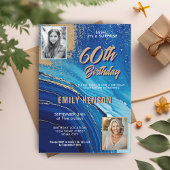 Invitation Parties scintillant en marbre bleu or 2 Photo 60e 