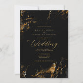 Invitation Parties scintillant en marbre Mariage Black Gold I (Devant)