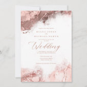 Invitation Parties scintillant en marbre Mariage Rose Gold ID (Devant)
