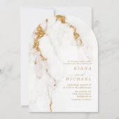 Invitation Parties scintillant en marbre moderne Mariage Gold (Devant)