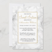 Invitation Parties scintillant en marbre noir blanc or Sweet (Devant)
