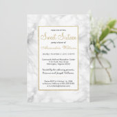 Invitation Parties scintillant en marbre noir blanc or Sweet (Debout devant)