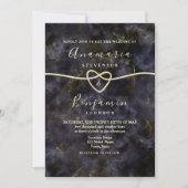 Invitation Parties scintillant en marbre or Mariage noir (Devant)
