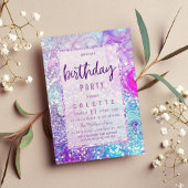 Invitation Parties scintillant en marbre turquoise lavande  A
