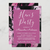 Invitation Parties scintillant en marbre violet Sparkle Hen's (Devant / Derrière)