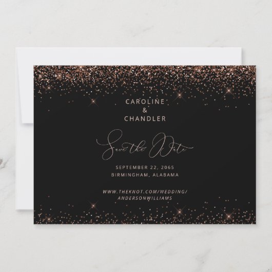 Invitation Parties scintillant en noir et bronze Enregistrer  (Devant)