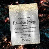 Invitation Parties scintillant en or argent brossé de Noël