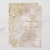Invitation Parties scintillant en or beige fête d'anniversair (Devant / Derrière)