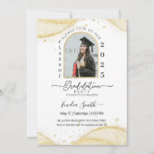 Invitation Parties scintillant en or blanc calligraphique (Devant)