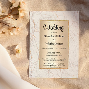 Invitation Parties scintillant en or blanc de luxe en marbre