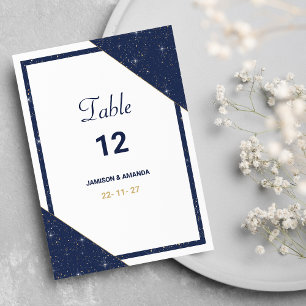 Invitation Parties scintillant en or blanc géométrique Numéro