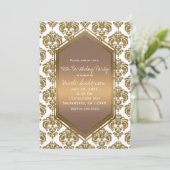 Invitation Parties scintillant en or blanc Glam Damask Print  (Debout devant)
