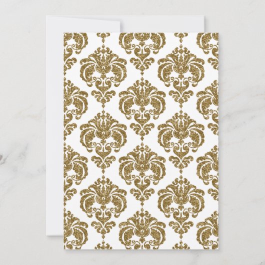 Invitation Parties scintillant en or blanc Glam Damask Print (Dos)