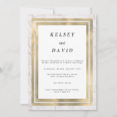 Invitation Parties scintillant en or blanc glam marbre élégan (Devant)