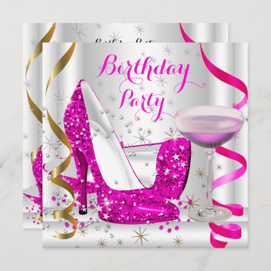 Invitation Parties scintillant en or blanc rose chaud High He (Devant / Derrière)