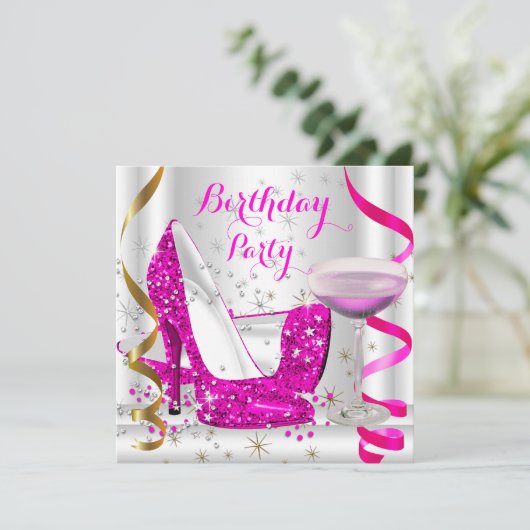Invitation Parties scintillant en or blanc rose chaud High He (Debout devant)