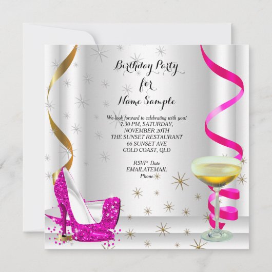 Invitation Parties scintillant en or blanc rose chaud talons (Dos)