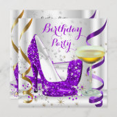 Invitation Parties scintillant en or blanc violet talons haut (Devant / Derrière)