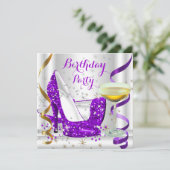Invitation Parties scintillant en or blanc violet talons haut (Debout devant)