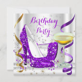 Invitation Parties scintillant en or blanc violet talons haut (Devant)