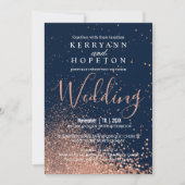 Invitation Parties scintillant en or bleu et Rose de la Marin (Devant)