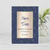 Invitation Parties scintillant en or bleu marine confetti Enr (Debout devant)
