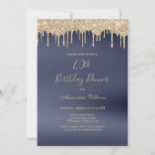 Invitation Parties scintillant en or bleu marine de luxe gout (Devant)