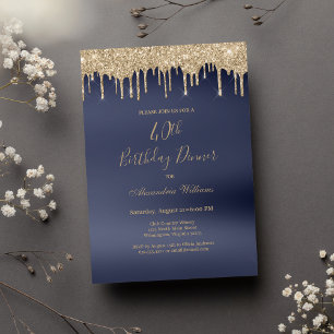 Invitation Parties scintillant en or bleu marine de luxe gout