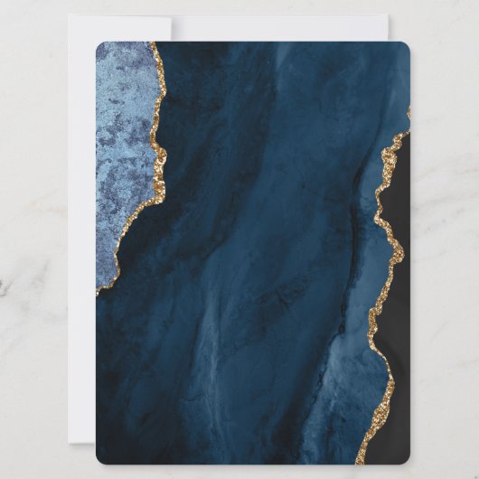 Invitation Parties scintillant en or bleu marine Lumières à c (Dos)