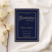 Invitation Parties scintillant en or bleu marine luxe Cérémon