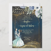 Invitation Parties scintillant en or bleu marine réception de (Devant)